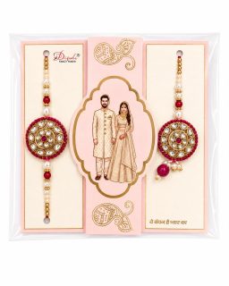 Dipshi Fancy Rakhi Bhaiya Bhabhi Set (Red and Gold)